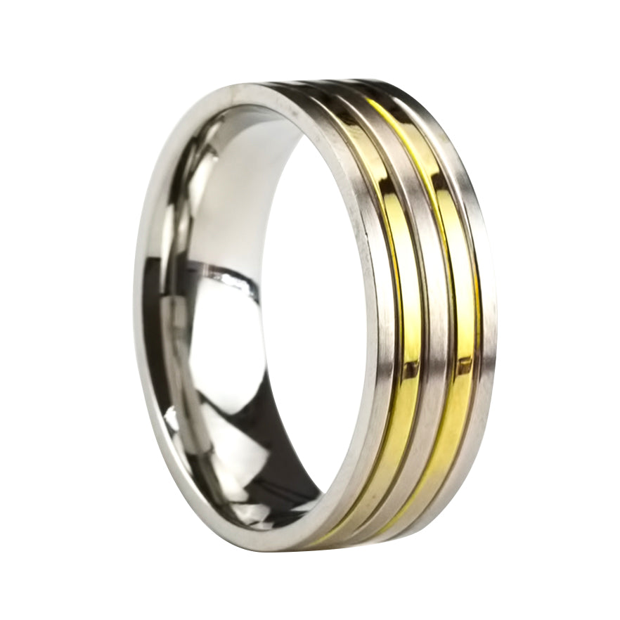 Dual Colour Stripes Ring In Stainless Steel | ILLARIY Jewellery Rings